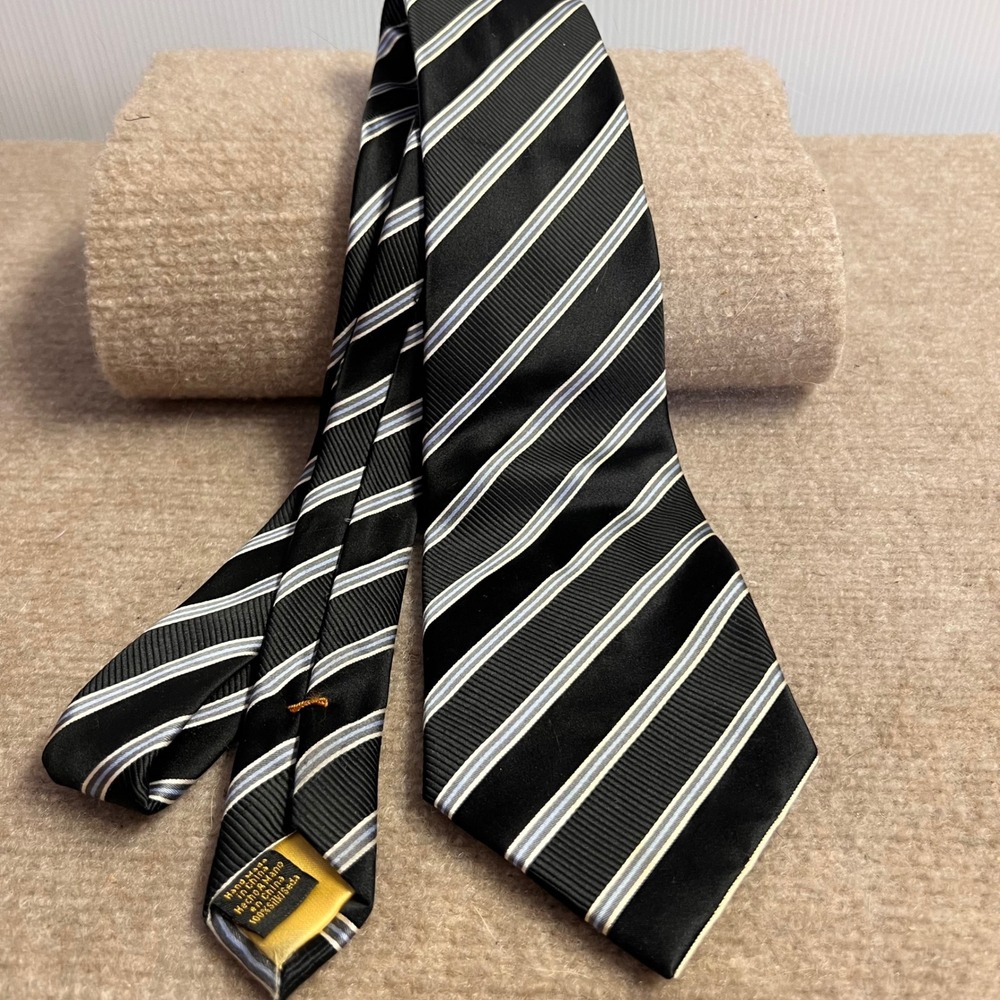 Donald J Trump Necktie Mens OS Black Striped Silk Signature Collection Business
